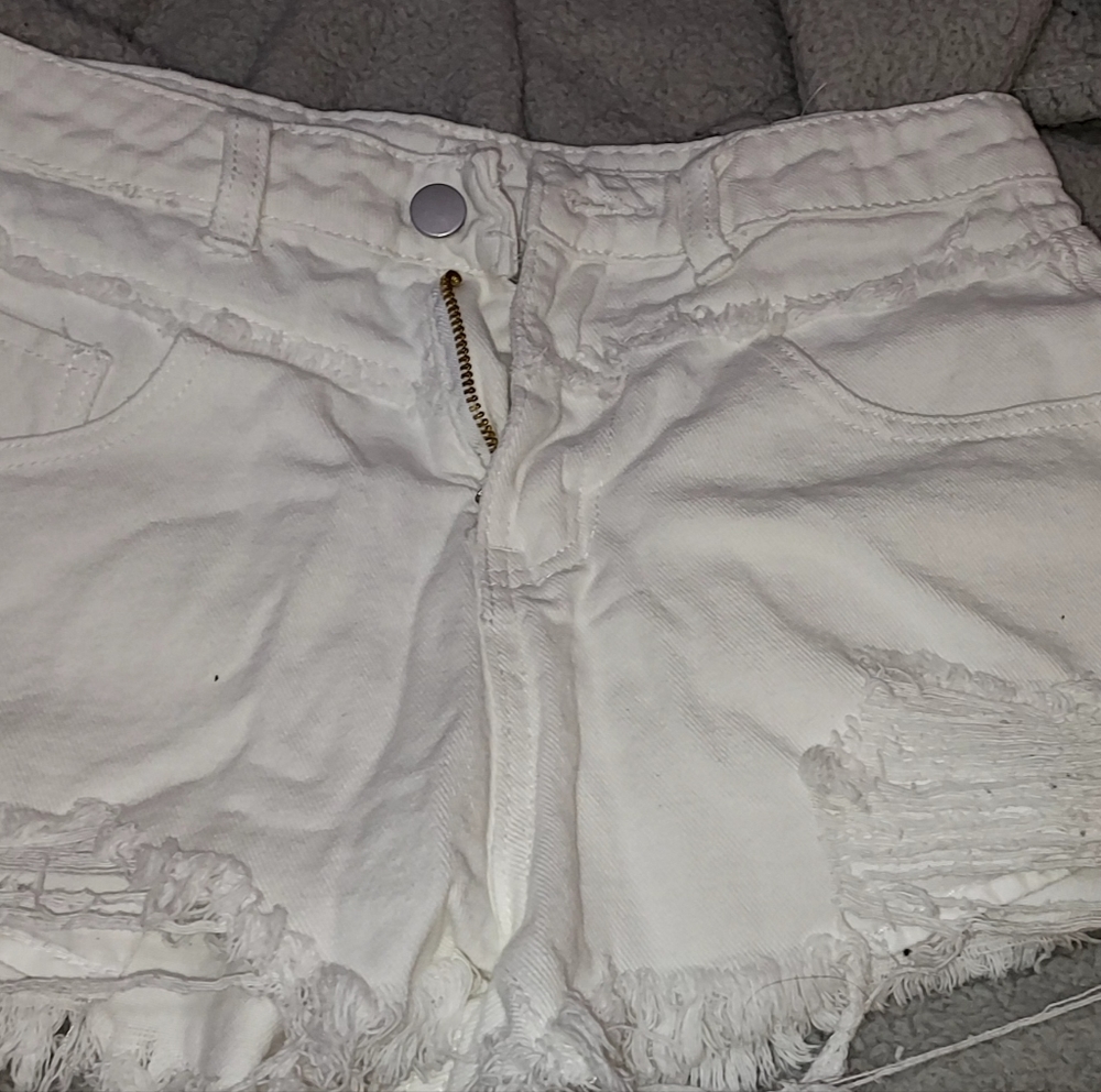 White cut off shorts